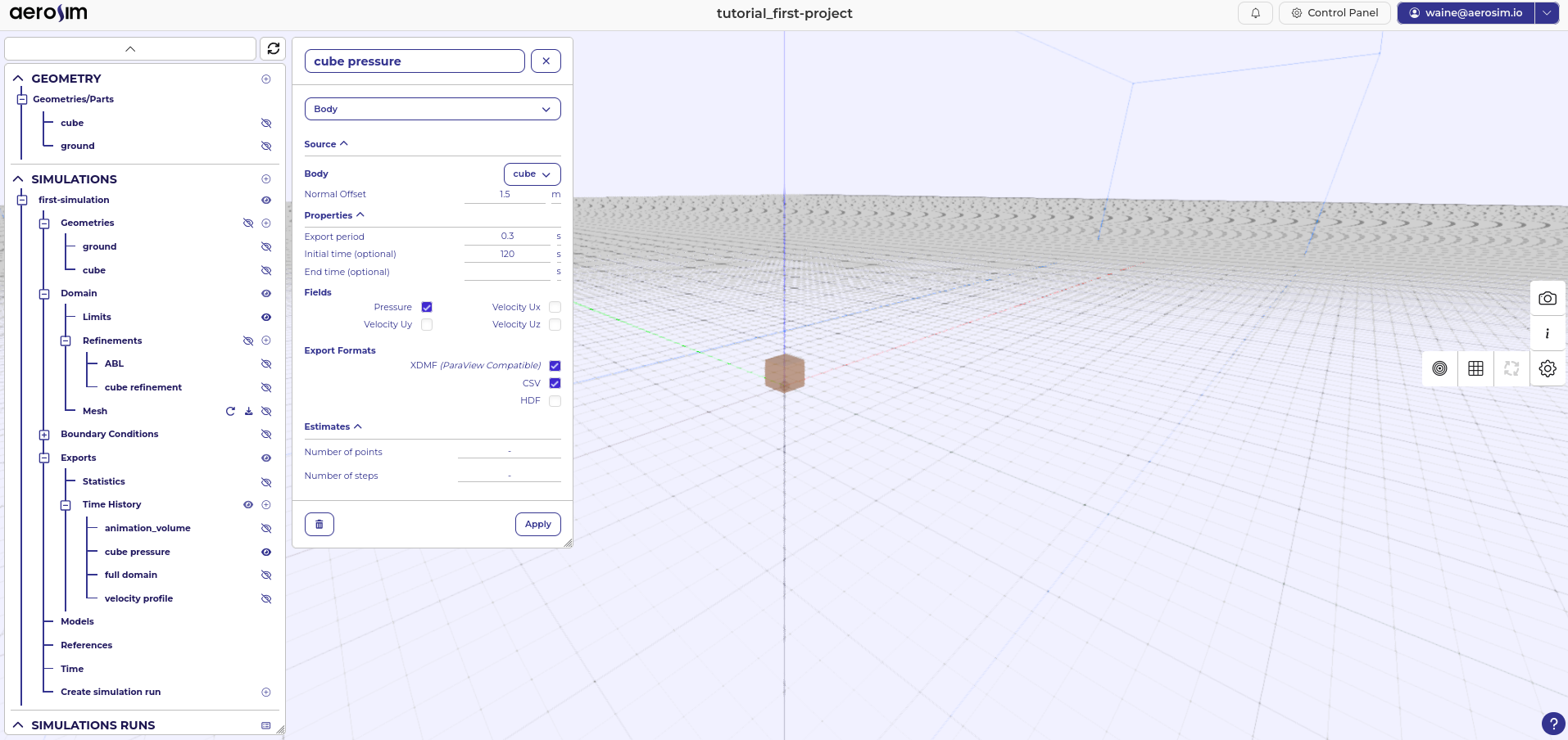Cube Pressure Export