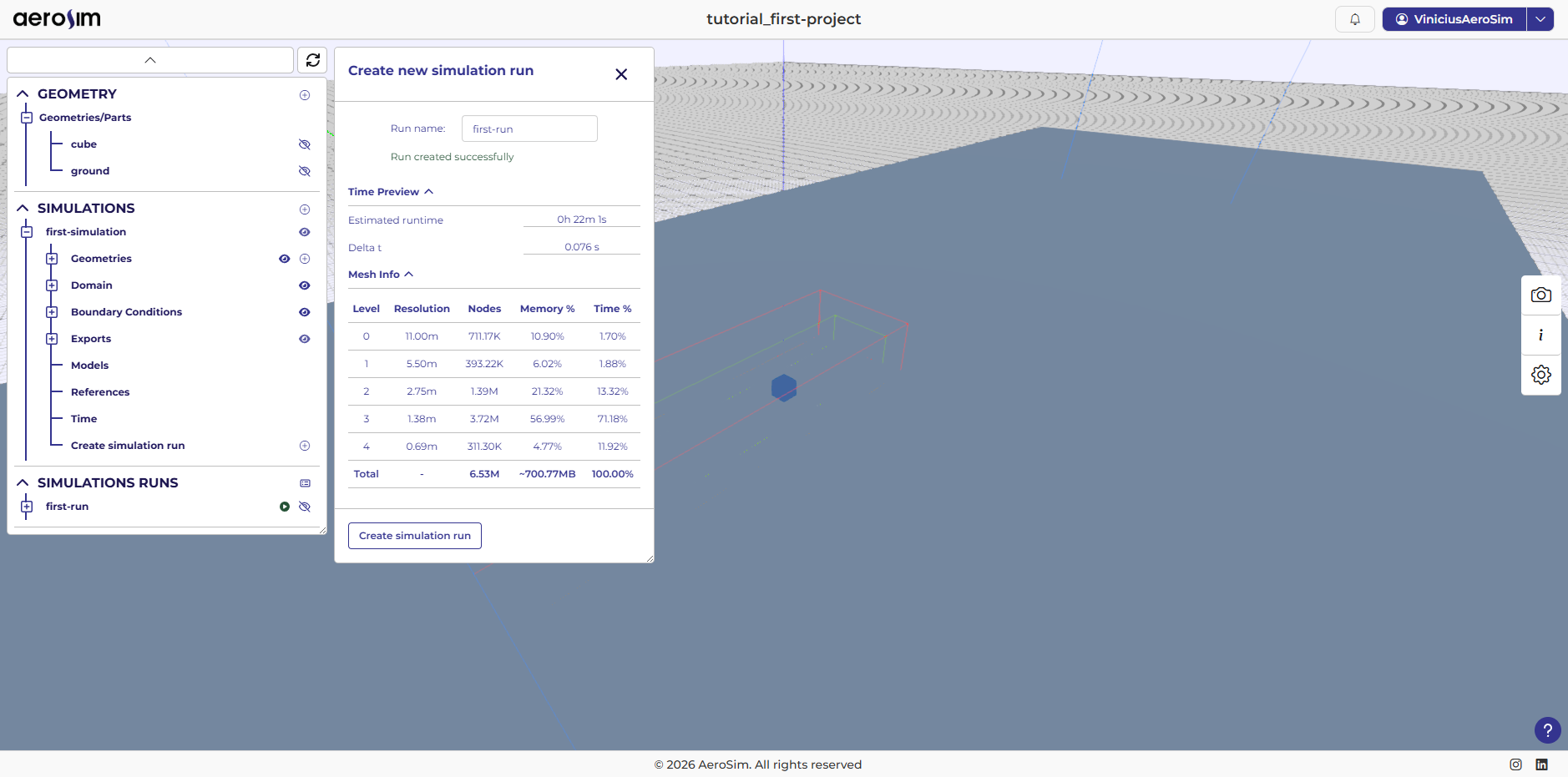 Creating a simulation run